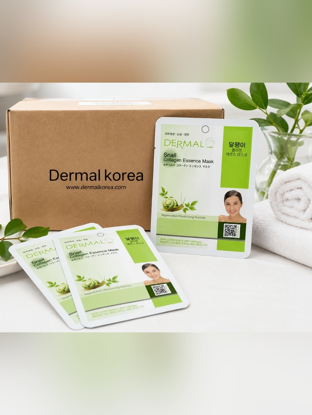 Dermal Korea Snail Collagen Essence Face Mask Sheet Set 100 Pack Bulk New Sealed
